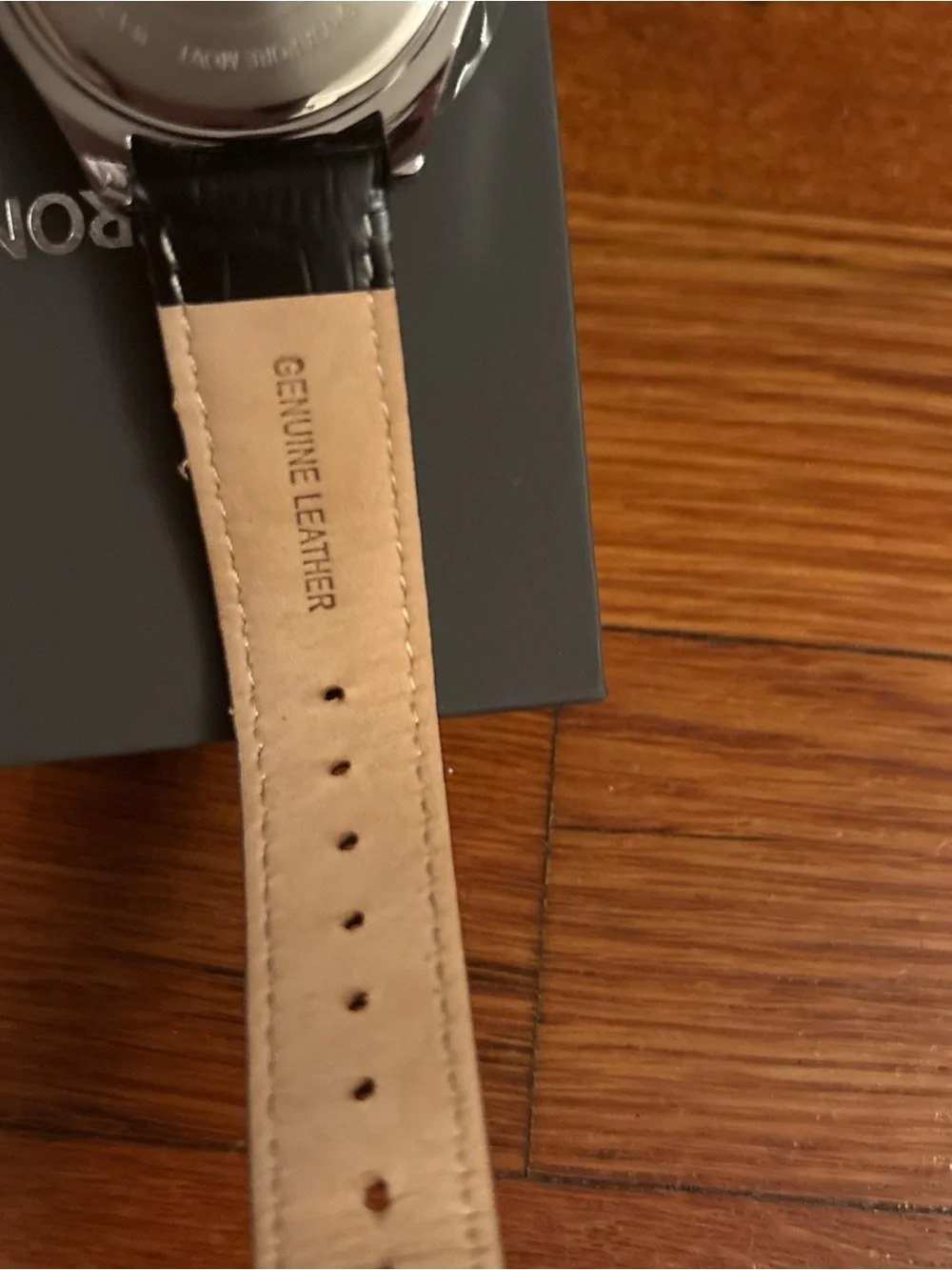 Armitron Silver Case Watch with Gray Dial and Black Leather Strap